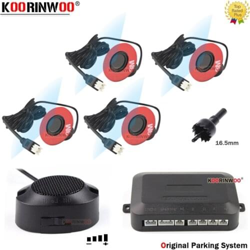 Koorinwoo Parking Sensor Parktronic 4 Black/silver/white Adjustable Speaker Switch Sound Reversing Radar Buzzer 12V Alarm System