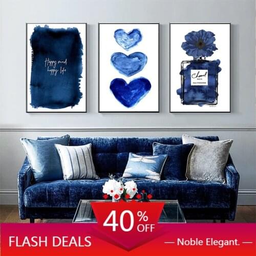 Blue Flower Perfume Poster Fashion Love Christmas Canvas Painting Wall Art Prints And Posters Nordic For Living Home Decoration