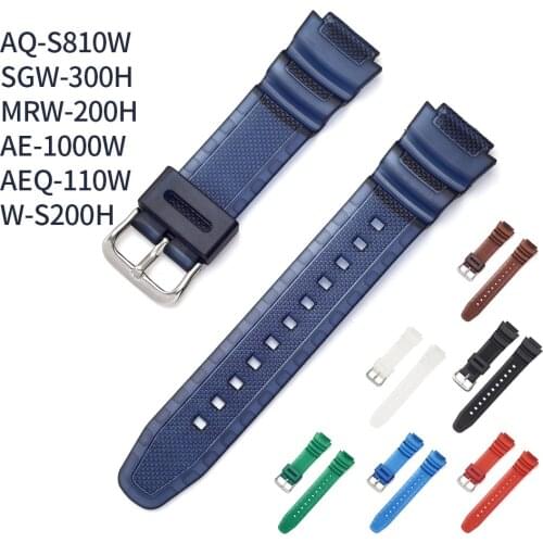 18mm Colorful PU Replacement Strap Watchband for Casio AQ-S810W/S800W SGW-300H/400H AE-1000W W-S200H Black Wrist Band Bracelet