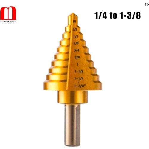 10 Sizes Titanium Step Drill Bit 1/4 to 1-3/8 Inches 4241HSS Drill Cone Bits for Sheet Metal Hole Drilling Cutting