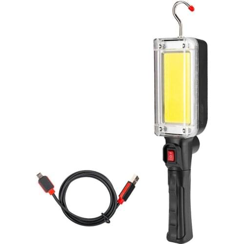 Super bright COB working light USB rechargeable Hook magnet Portable spotlight Waterproof camping repair flashlight use 18650