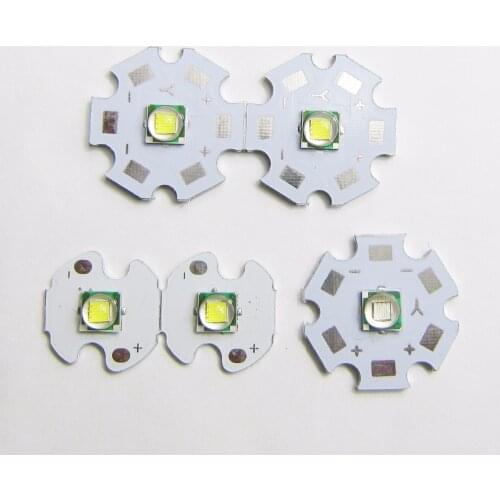 1PCS CREE XML XM-L T6 LED U2 10W Cold White 6500K Warm White 3000K Blue 450nm UV LED Emitter Diode with 16mm 20mm AL PCB for DIY