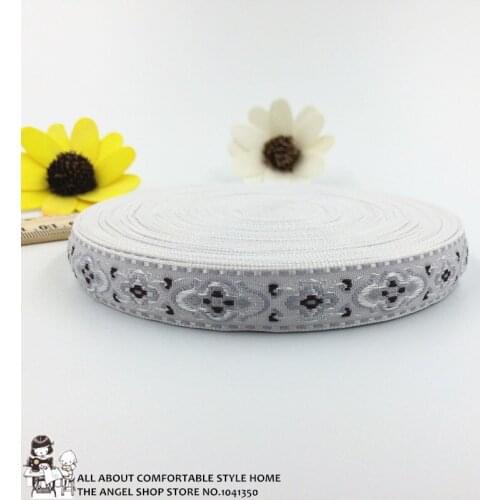 5Yards 16mm 5/8'' Party Home Accessories Light Gray Geometric Woven Jacquard Ribbon Clothing Hat Curtain Decroation Webbing