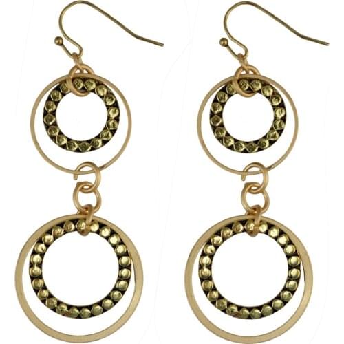 Vintage Bronze Gold Color Round Circle Drop Dangle Jhumka Earrings for Women Boho Gypsy Tribal Indian Party Jewelry Gift