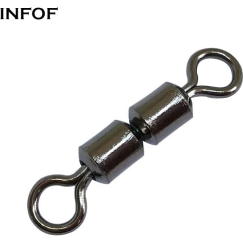 INFOF 100pcs/lot Heavy-duty Fishing Swivels 14-12/0 Double Rolling Swivel High Speed Fishing Connector Saltwater Terminal Tackle