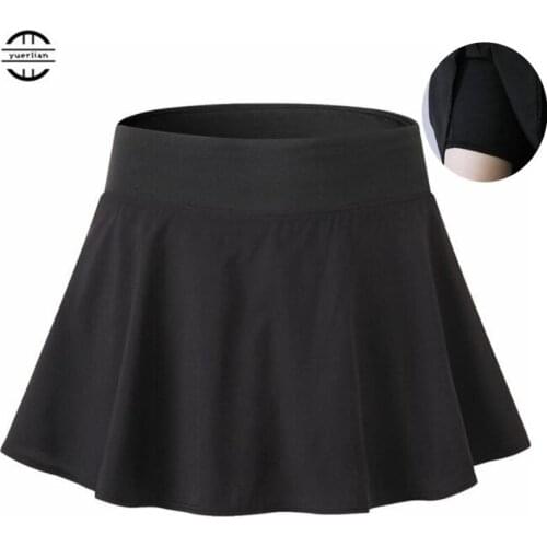 Yoga Preppy Style Skirt,Anti Emptied A-type Sporting Casual Mini Short Skirts Two-piece Culottes with Safety Bottomwear