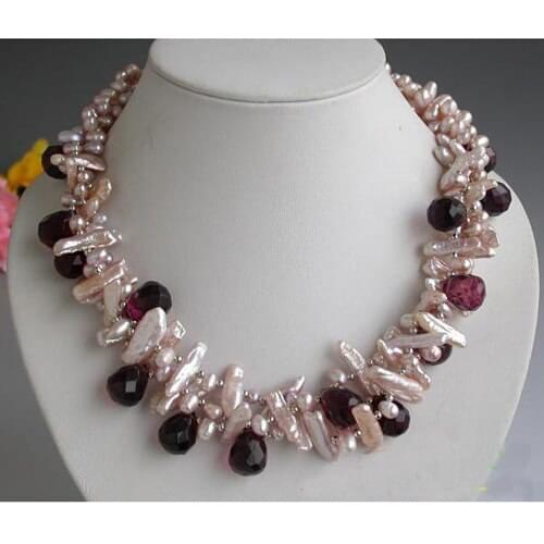 Pearl Jewellery,18inches 5-7mm Lavender Color Freshwater Cultured Pearl Crystal Necklace,Perfect Women Gift Birthday Jewelry