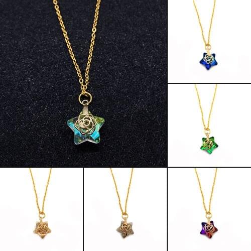 Womens Necklace, Five-pointed Star Pendant Accessory, Fashionable Charm Metal O-chain, Used for Banquet Wedding Dress