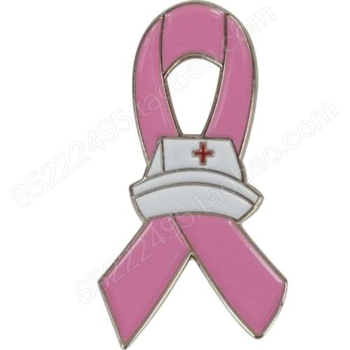 Breast Cancer Awareness Nurse Hat Pink Ribbon Lapel Pins