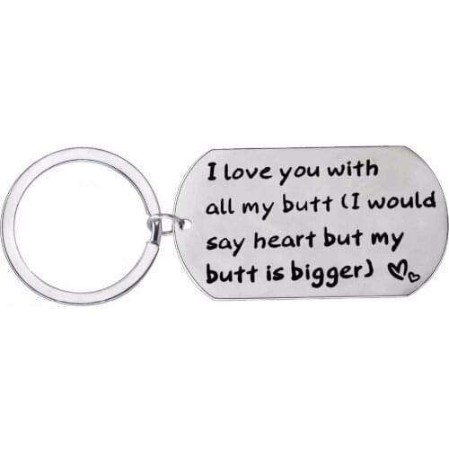 12PC/Lot Funny Gifts For Couple Girlfriend Boyfriend Wife Husband Key Chain I Love You Keychain Dog Tag Stainless Steel Keyring