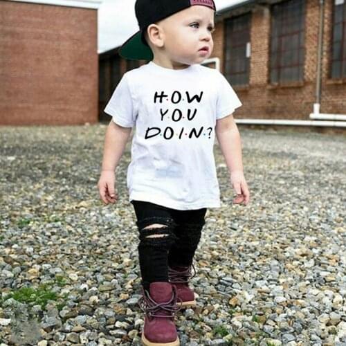 2020 How You Doin Baby Girls Tshirt Boy Summer Short-Sleeved Casual T-shirts Kids Childrens Fashion Tops Girls Summer Tee