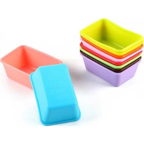 6pcs rectangle Silicone Cupcake Baking Cup Mold Soap Cup Cake Tool Bakeware Baking Pastry Tools Kitchen