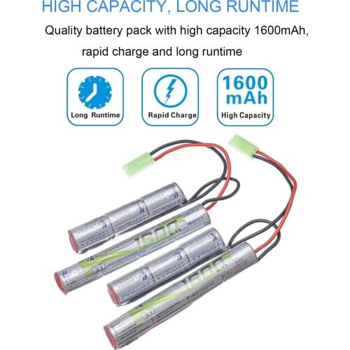 2pcs Limskey 2/3A 8.4v 1600mAh Butterfly Nunchuck NIMH Battery Pack with Mini Tamiya Connector for Airsoft Guns M110, SR25, M249