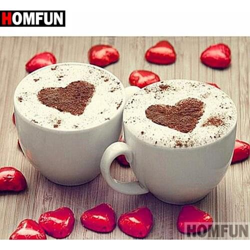 HOMFUN Full Diamond Embroidery Diy 5D Diamond Painting Cross Stitch "Coffee cup heart" Full Drill Home Room Decor A27348