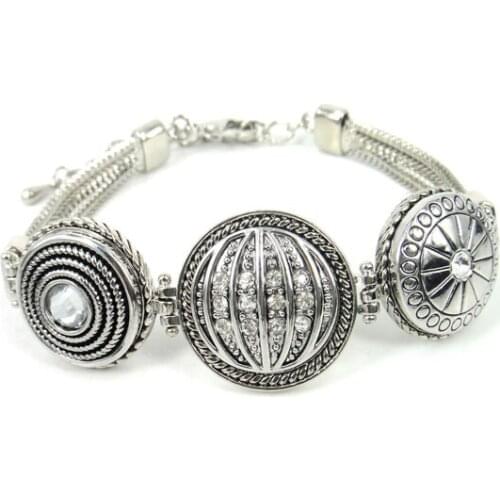 Free shipping three pieces1.8-2cm metal button Bracelet with fuchsia flower CZ stone DIY Fashion charm alloy button Jewelry