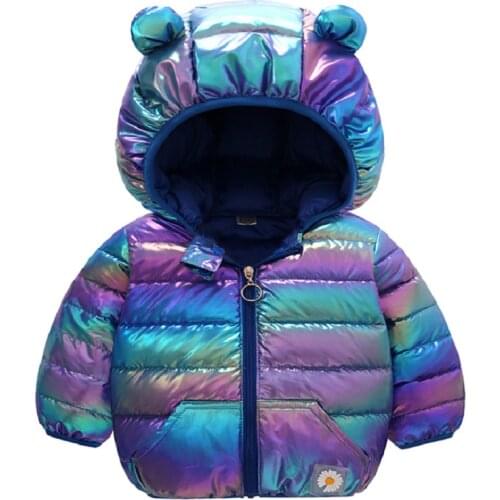Kids Hooded Down Jackets Boys Girls 2020 Colorfull Winter Outerwear Snowsuit Baby Zipper Cotton Jacket Toddler Child Coats
