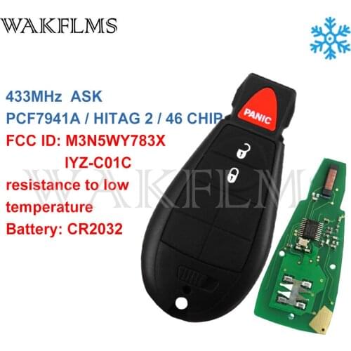 For Chrysler Town and Country 3 Buttons With Panic 433MHz ID46 Low temperature Fobik Remote Car Key Fob M3N5WY783X IYZ-C01C