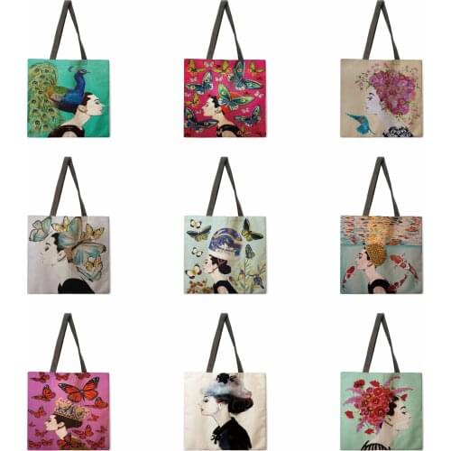 Elegant lady printed handbag handbag casual handbag shoulder bag female beach bag foldable shopping bag