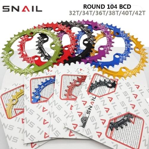 F SNAIL Round Narrow Wide Chain ring MTB Mountain bike bicycle 104BCD 32T 34T 36T 38T 40T 42T crankset Tooth plate Parts 104 bcd