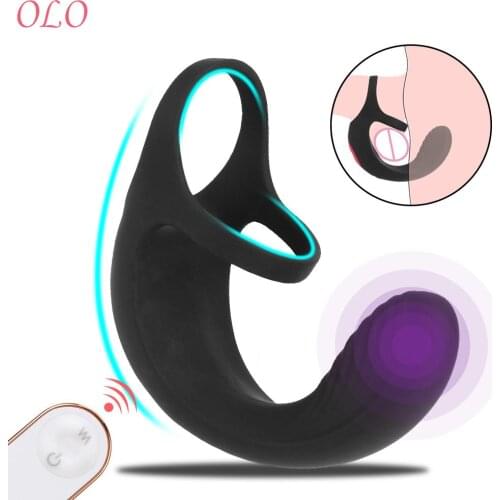 Wireless Remote Control Penis Massager Ring Dildo 9 Modes Sex Toys for Men Testicle Vibrator for Men Chastity Belt