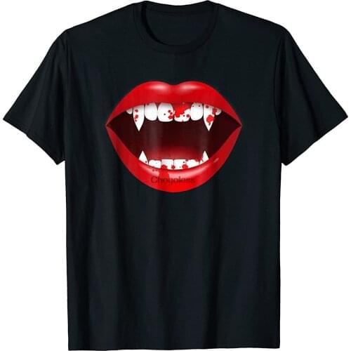 Vampire Mouth T-Shirt Scary Dracula Halloween Costume Tee