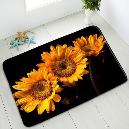 Sunflower Flowers Bath Mat Bathroom Anti-Slip Mat Kitchen Bedroom Living Room Door Pads Washable Balcony Corridor Floor Carpet