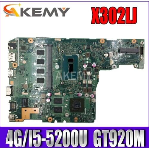 Akemy X302LJ MAIN_BD._4G/I5-5200U/AS GT920M V2G 90NB07V0-R00020 Motherboard For Asus X302LA X302LJ Laptop Mainboard 100% Tested