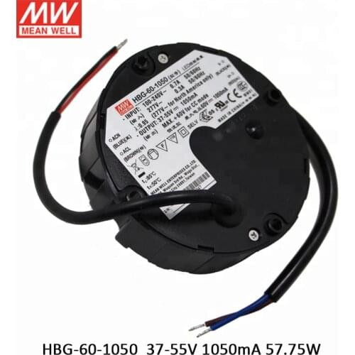 MEAN WELL HBG-60-1050 60W 1050mA 37-55V Constant Current LED Driver Circular shape LED bay/Stage/spot/down lighting Power Supply