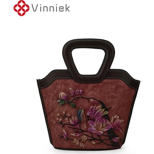 New Real Leather Retro Women Bag European and American Ladies Cross Body Embossed Bags Handmade Shoulder Bag Messenger Torebka