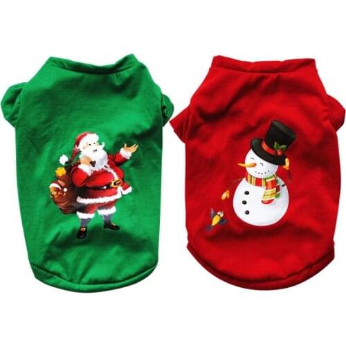 Snowman Santa Dog Clothes Winter Warm Pet Christmas Clothes Cotton Vest Shirt for Small Dog Cats Clothes Pugs French Bulldog
