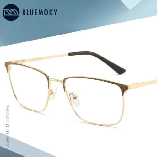 BLUEMOKY Anti Blue Light Blocking Glasses Frame Wood Grain Goggles Compute Glasses Business Radiation-resistant Optical Eyewear