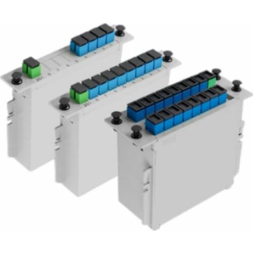 Wholesaler PLC Cassette Insertion Type SC APC 1x4 Fiber Optic Splitter 1x8 SC UPC Fiber Optical Box FTTH 1x16 PLC Splitter box