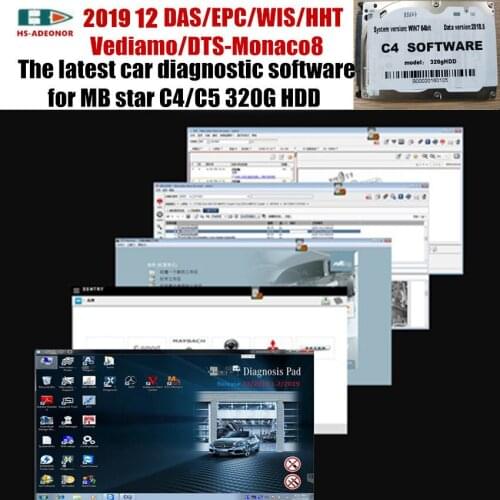 The latest car diagnostic software 2020.09 DAS/EPC/WIS/Vediamo/DTS-Monaco is 320G HDD in stock for SD Scanner MB star C4/C5