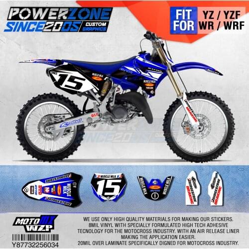PowerZone Customized Team Graphics Backgrounds Decals 3M Custom Stickers For YAMAHA YZ125/250 X 1996-2001 2002-14 2015-2019 034