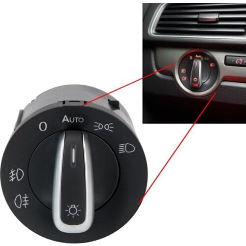 Fog Head Light Knob Chrome Auto Headlight Switch 5ND941431B For Golf Jetta MK5 MK6 GTI Passat B6 B7 CC Touran Tiguan