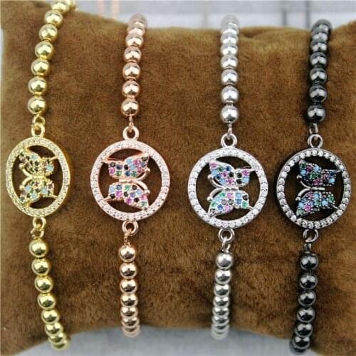 Adjustable 10pcs/lot Fashion cz bracelet, cz butterfly charm,delicate zircon inlay connector bracelet, cheap popular jewelry