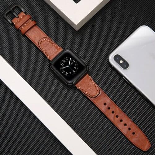 UTHAI Genuine leather Watchband For apple watch band For iWatch 1/2/3 38 42mm For Apple Watch 4/5 40mm 44mm Vintage watch strap