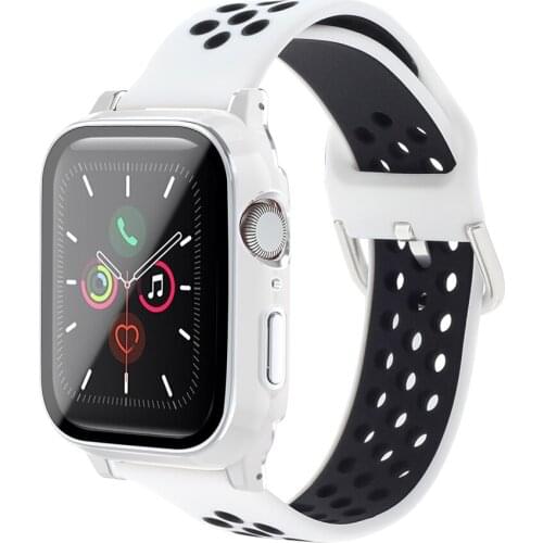 Fashion 2 in 1 Sport Watch Strap Rubber Wrist Strap 40mm 42mm Correa Apple Watch Bands Protector Case For Apple Watch All Series