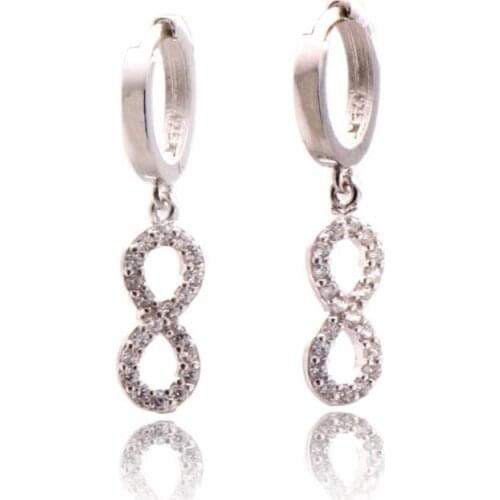 925 Sterling Earrings with Zircon Stone and Infinity Design