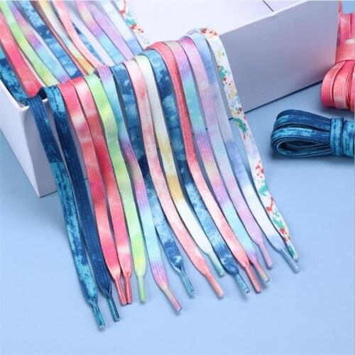 Tie-dyed Shoelaces 120cm Women Men Shoe Strings Sports Casual Basketball Shoes Laces Child Shoe Lace Flat Rope Lacing