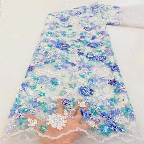 SJ Lace French Lace Fabric For Dress Latest Nigerian Tulle Lace With Sequins 2021 High Quality African Lace Fabric x1-83