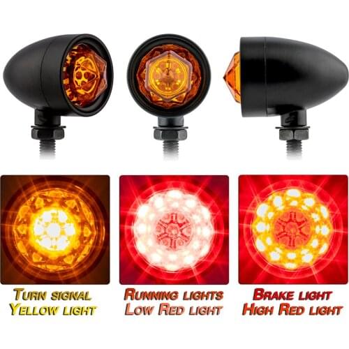 1 Pair Motorcycle Turn Signal LED Blinker Light Universal Retro Bullet Diamond Black Indicator Lamp Light