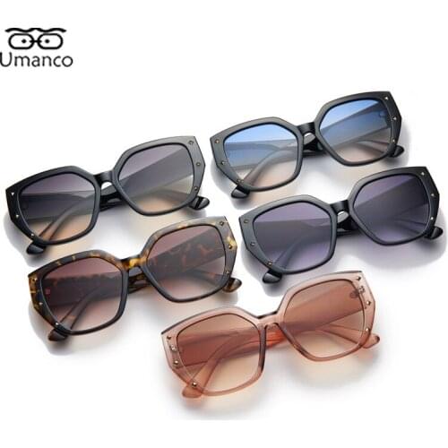 Umanco Big Rivet Square Sunglasses For Women Men PC Frame AC Lens Oversized Fashion Designer Brand Trendy Beach Travel Gifts