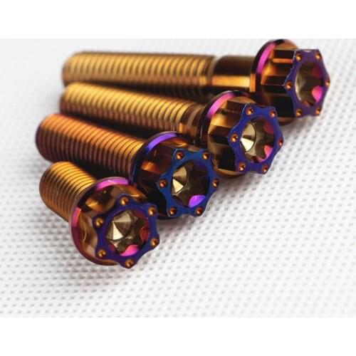 RZMA titanium alloy screw M8 outer hexagon inner plum blossom titanium screw pitch 1.25 suitable for motorcycle and bicycle