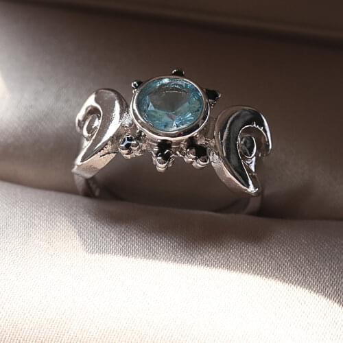 European and American vintage moonstone ring National wind Zircon jewelry gift for wedding engagement moon ring