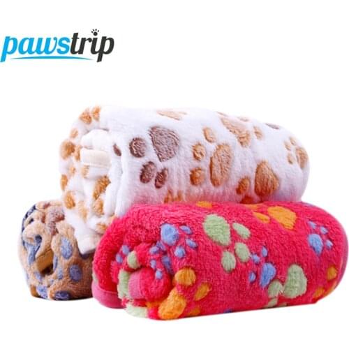 XS-L Soft Pet Blanket Winter Dog Bed Mat Foot Print Warm Sleeping Hamster Rabbit Beds Coral Fleece Dog Blanket Bed Warm Cat Beds