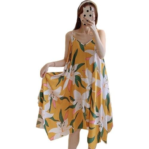 Oversize Plus Size Female Viscose Nightgown Lady Sexy Spaghetti Strap Night Dress Women Nighties Sleeveless Sleepwear Nightwear