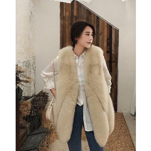 Real Fur Vest Coat Winter Jacket Women Natural Fox Fur Outerwear Thick Warm New Fashion Waistwear Brand Luxury