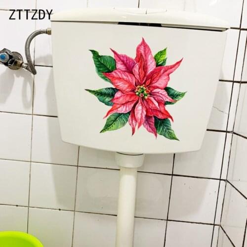 ZTTZDY 23.5×23.2CM Cartoon Poinsettia Plant Creative Wall Stickers Fashion Home Bathroom Toilet Decor T6-0285