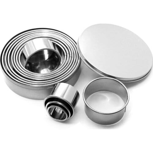 12PCS Mouse Ring Metal Cookie Cutter Biscuit Plain Edge Round Cutters in Graduated Sizes Shape Molds Baking Tool